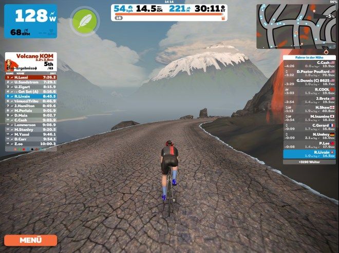 Remco Livain on Zwift Volcano KOM